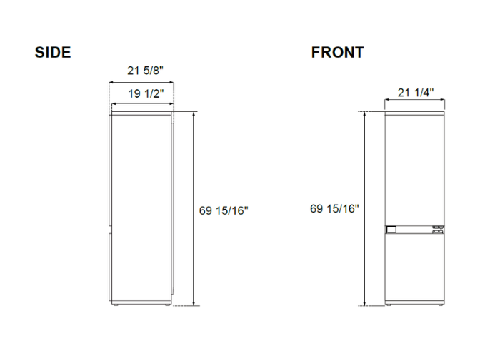 24 inch bottom mount integrated panel ready with automatic ice maker | Bertazzoni